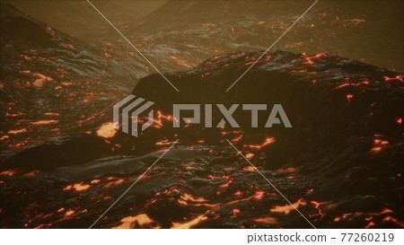lava fields and hills at active volcano lava fields and hills at active volcano 77260219