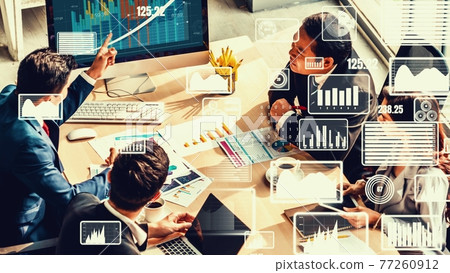 Creative visual of business people in corporate staff meeting Creative visual of business people in corporate staff meeting 77260912