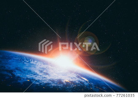 Planet earth globe view from space showing realistic earth surface and world map Planet earth globe view from space showing realistic earth surface and world map 77261035