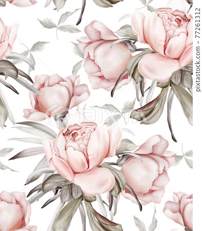 Seamless spring pattern with a bouquet of peonies - Stock Illustration ...