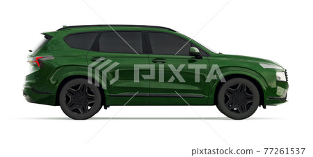 Big city crossover green color on a white background. 3d rendering. Big city crossover green color on a white background. 3d rendering. 77261537