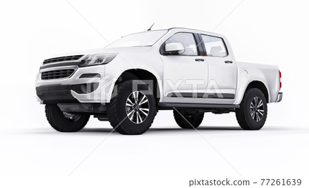 White pickup car on a white background. 3d rendering. 77261639