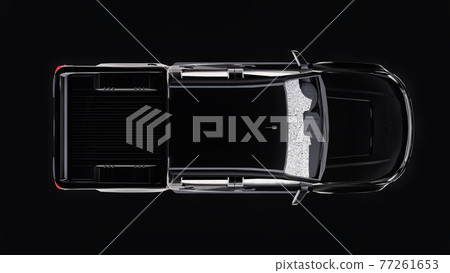 Black pickup car on a black background. 3d rendering. 77261653