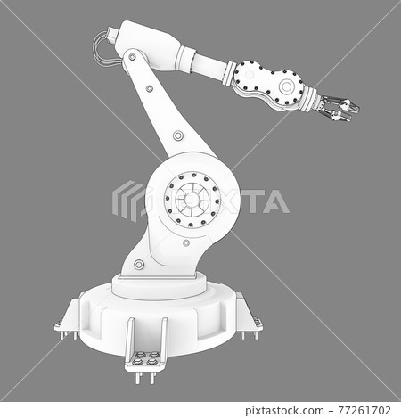 Robotic arm for any work in a factory or production. Mechatronic equipment for complex tasks. 3d illustration. 77261702