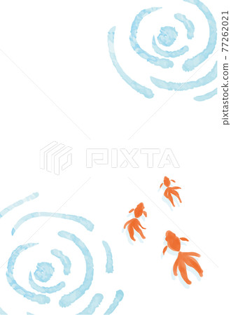 帶金魚和波紋 3 毫米筆芯的夏季賀卡明信片，用於印刷 77262021