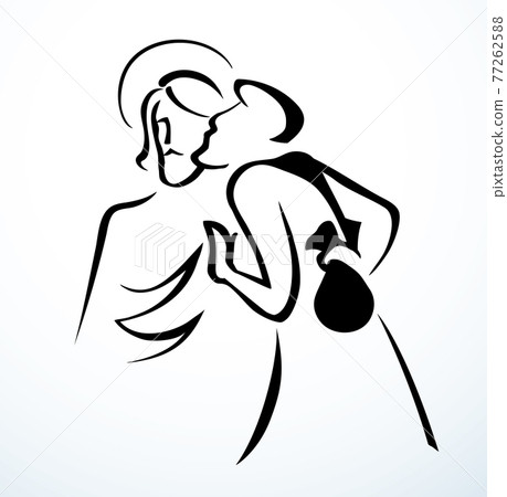 Kiss of Judas. Betrayal. Vector drawing 77262588