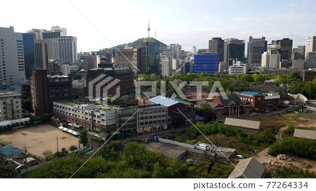 Seoul City. Jung-gu. Namsan Tower. Building. City. Morning Seoul City. Jung-gu. Namsan Tower. Building. City. Morning 77264334