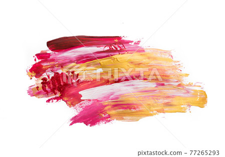 brush strokes with paint on paper. purple and gold brush strokes with paint on paper. purple and gold 77265293