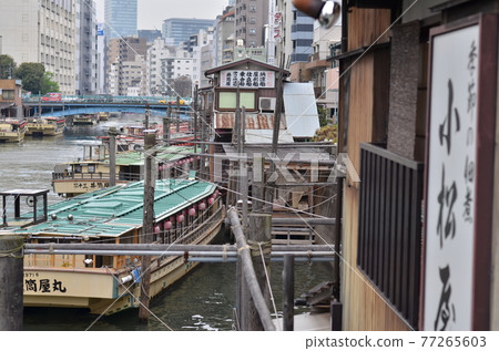 Retro river landscape 77265603