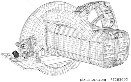 Circular electric saw. Power Tools. Circular saw. Wire-frame EPS10 format. Vector created of 3d 77265695
