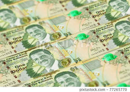 Currency of The Bahamas background. BSD dollars pattern. 1 Dollar 77265770