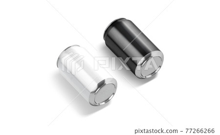 Blank black and white aluminum 330 ml soda can mockup, isolated 77266266