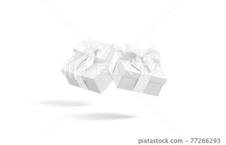 Blank white gift box with ribbon bow mockup, no gravity Blank white gift box with ribbon bow mockup, no gravity 77266293
