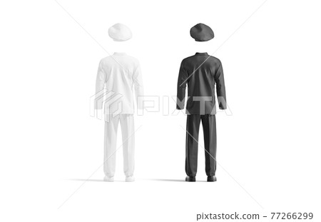 Blank black and white chef uniform mockup, back view Blank black and white chef uniform mockup, back view 77266299