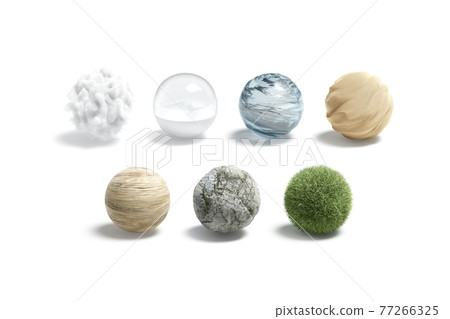 Blank nature textured ball mockup set, isolated 77266325