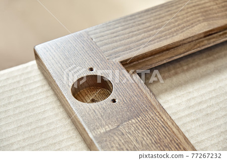 Wooden frame for furniture facade with input hole in shop Wooden frame for furniture facade with input hole in shop 77267232