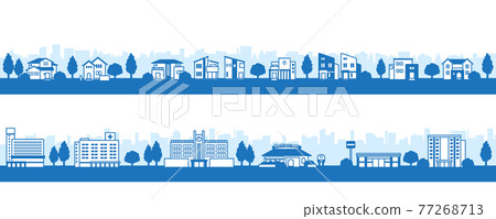 Illustration of a cityscape with modern houses 77268713