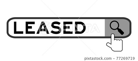 Search banner in word leased with hand over magnifier icon on white background 77269719