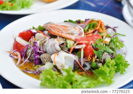spicy salad or spicy seafood salad, Thai salad spicy salad or spicy seafood salad, Thai salad 77270225