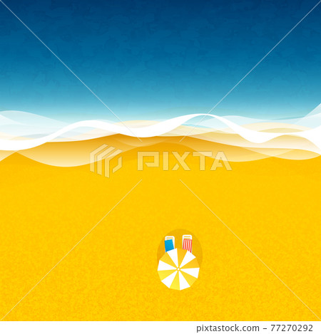 Sun loungers under an umbrella on the beach 77270292