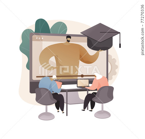 Online learning for seniors abstract concept vector illustration. Online learning for seniors abstract concept vector illustration. 77270336