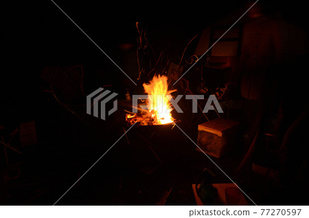 Flame of a small bonfire Flame of a small bonfire 77270597