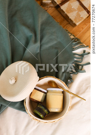 peanut butter in closed jar 77270674