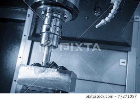 The CNC milling machine rough cutting  the injection mold parts by indexable  endmill tools.  77271057