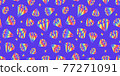 Diamonds with rainbow gradient. Bright Surface Design. Modern abstract seamless pattern. Vector shapes isolated on blue background. Wide texture banner 77271091