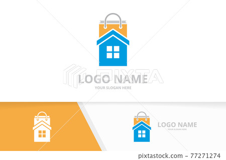 Vector real estate and shop logo combination. House and shopping bag logotype design template. Vector real estate and shop logo combination. House and shopping bag logotype design template. 77271274