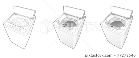 Realistic washing machine illustration (line drawing / monochrome / tone) Realistic washing machine illustration (line drawing / monochrome / tone) 77272546
