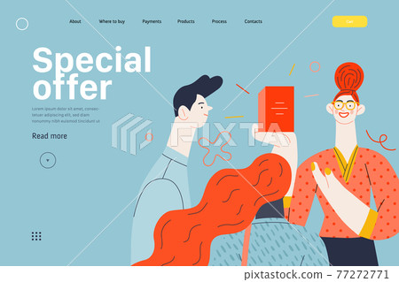 Discounts, sale, promotion, web template. Flat vector 77272771