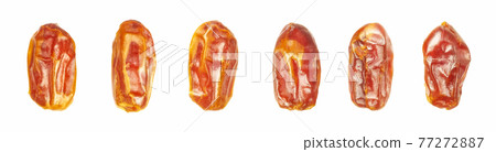 Dried dates assortment isolated on white background, selective focus. 77272887