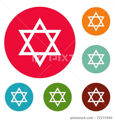 David star icons circle set vector David star icons circle set vector 77272940