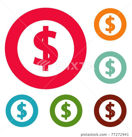 Dollar icons circle set vector - Stock Illustration [77272941] - PIXTA