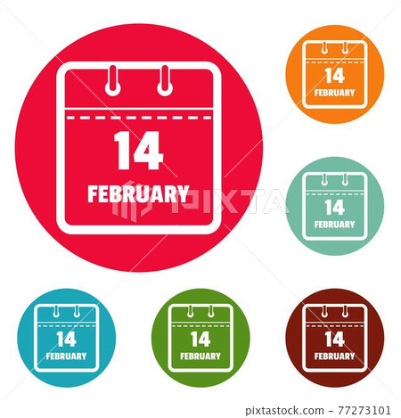Calendar fourteenth february icons circle set vector Calendar fourteenth february icons circle set vector 77273101