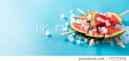 Watermelon slices popsicles and ice Watermelon slices popsicles and ice 77273338