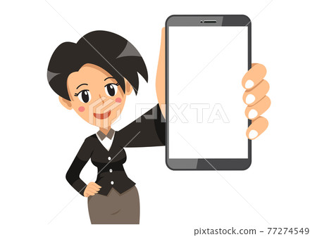 Vector cartoon character businesswoman with smartphone Vector cartoon character businesswoman with smartphone 77274549