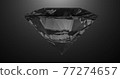 Beautiful large crystal clear shining round cut diamond, rotates against a black mirror isolated background. Close up side view. Seamless loop 4k cg 3D animation 77274657