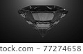Beautiful large crystal clear shining round cut diamond, rotates against a black mirror isolated background. Close up side view. Seamless loop 4k cg 3D animation 77274658