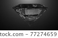 Beautiful large crystal clear shining round cut diamond, rotates against a black mirror isolated background. Close up side view. Seamless loop 4k cg 3D animation 77274659