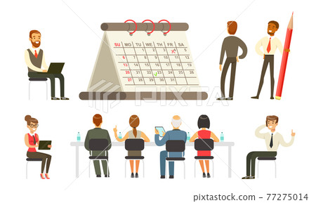 Business Workflow Set, Employees Working in Office, Planning Schedule, Negotiating and Brainstorming Cartoon Vector Illustration Business Workflow Set, Employees Working in Office, Planning Schedule, Negotiating and Brainstorming Cartoon Vector Illustration 77275014