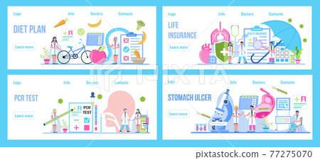 Diet plan, life insurance, pcr test, stomach ucler concept vector set for medical website, landing pages. Life, healthcare insurance vector concept, doctor fill health online form Diet plan, life insurance, pcr test, stomach ucler concept vector set for medical website, landing pages. Life, healthcare insurance vector concept, doctor fill health online form 77275070