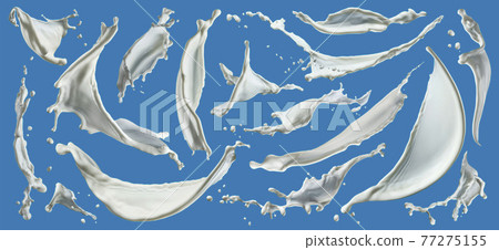 Milk splashes isolated on blue background Milk splashes isolated on blue background 77275155