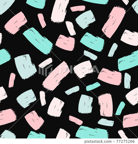Hand painted brush strokes seamless pattern. Abstract vector background. Grunge textured backdrop. Easy to edit template for wrapping paper, textile, fabric, etc. 77275266