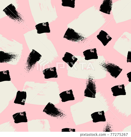 Hand painted brush strokes seamless pattern. Abstract vector background. Grunge textured backdrop. Easy to edit template for textile, fabric, wrapping paper, etc. 77275267