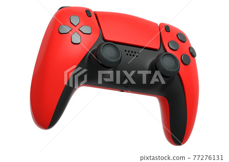 Realistic red video game controller on white background Realistic red video game controller on white background 77276131