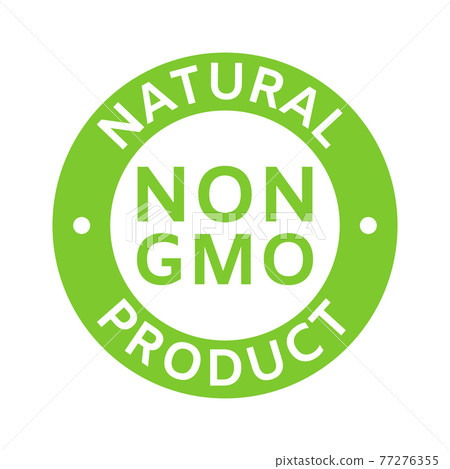 Natural and organic cosmetic. Non GMO label. GMO free icon. Eco, vegan, bio. Healthy food concept. No GMO design element for tags, product package, food symbol, emblems. Vector illustration 77276355