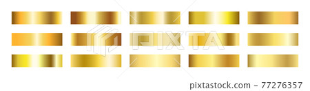 Gold gradient set. Golden foil brass material. Copper paper sheet plate. Shine yellow border. Luxury design for award, medal, win. Steel frame. Vector illustration Gold gradient set. Golden foil brass material. Copper paper sheet plate. Shine yellow border. Luxury design for award, medal, win. Steel frame. Vector illustration 77276357