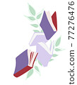 Flying Books object icon, Banner for decoration design. Reading symbol in green leaves clip art. Knowledge, learning, literature, library sign. Cartoon pile of book isolated Vector illustration 77276476